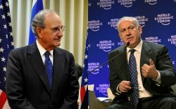 U.S. Envoy George Mitchell and Israeli Prime Minister Benjamin Netanyahu