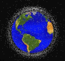 Thousands of objects of space junk orbiting the earth