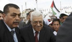 Palestinian Authority President Mahmoud Abbas, center