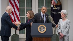 Joe Biden, Sylvia Matthews Burwell, Barack Obama, and Kathleen Sebelius