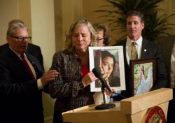Debbie Ziegler, mother of Brittany Maynard, speaks to the media at the Capitol in Sacramento on Sept. 11 after the Legislature passed the End of Life Option Act, which will allow terminally ill patients to legally end their lives.