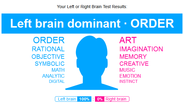 Ted's left-brain dominant results