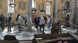 Damage from the explosion inside Cairo's Coptic Orthodox Cathedral is seen inside the cathedral in Cairo, Egypt December 11, 2016. REUTERS/Mohamed Abd El Ghany