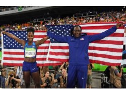 Tianna Bartoletta and Brittney Reese, women's long jump gold and silver medalists