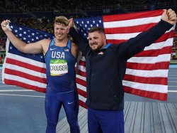 Ryan Crouser and Joe Kovacs, men's shot put gold and silver medalists