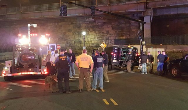 FBI Bomb Squad is on scene and continuing the investigation at the train station in Midtown Elizabeth, NJ.