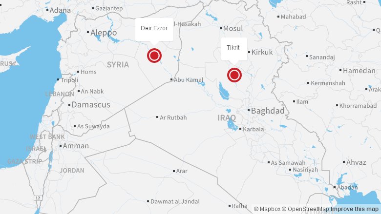 Map of Syria and Iran