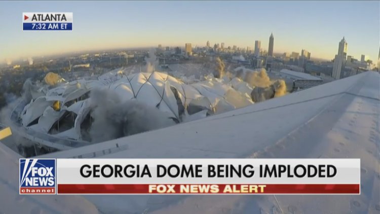 Georgia Dome imploded in Atlanta. Stadium was home to Atlanta Falcons for 25 years.