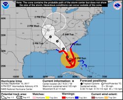 Probable path of Hurricane Irma