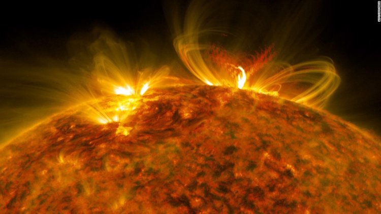 An X8.2 class solar flare flashes in the edge of the sun on September 10.
