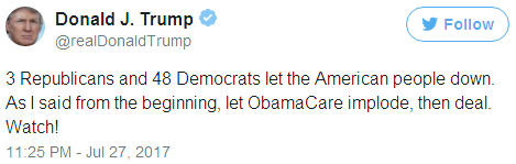 Trump tweet July 28, 2017