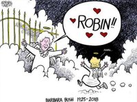 Barbara Bush and daughter, Robin, greet each other in heaven