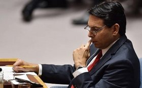 Israeli Ambassador to the United Nations Danny Danon attends a UN Security Council on May 15, 2018, at UN Headquarters in New York. (AFP PHOTO / HECTOR RETAMAL)