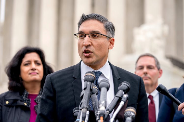 Neal Katyal, the attorney who argued against the Trump administration in the case Trump v. Hawaii, outside the Supreme Court on April 25, 2018. Associated Press/Andrew Harnik