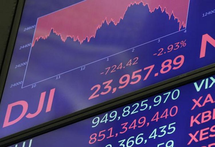 The Dow Jones industrial average fell 724 points Thursday after President Donald Trump signed a presidential order imposing tariffs on about $60 billion worth of imported Chinese products. Photo by John Angelillo/UPI | License Photo
