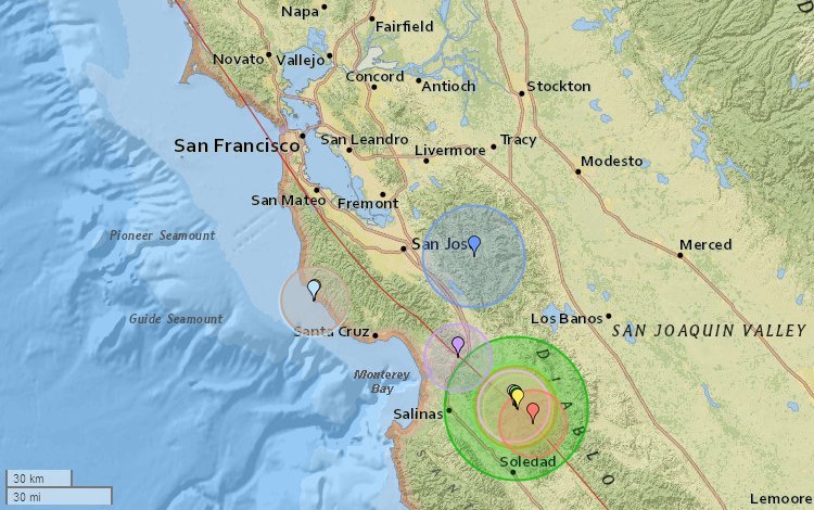 Small earthquakes in the Monterey Bay area
