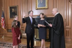 Judge Brett Kavanaugh sworn in as the 114th Supreme Court Justice by former Justice Anthony Kennedy