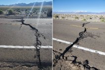 Crack in U.S. 95 highway due to 6.5 quake