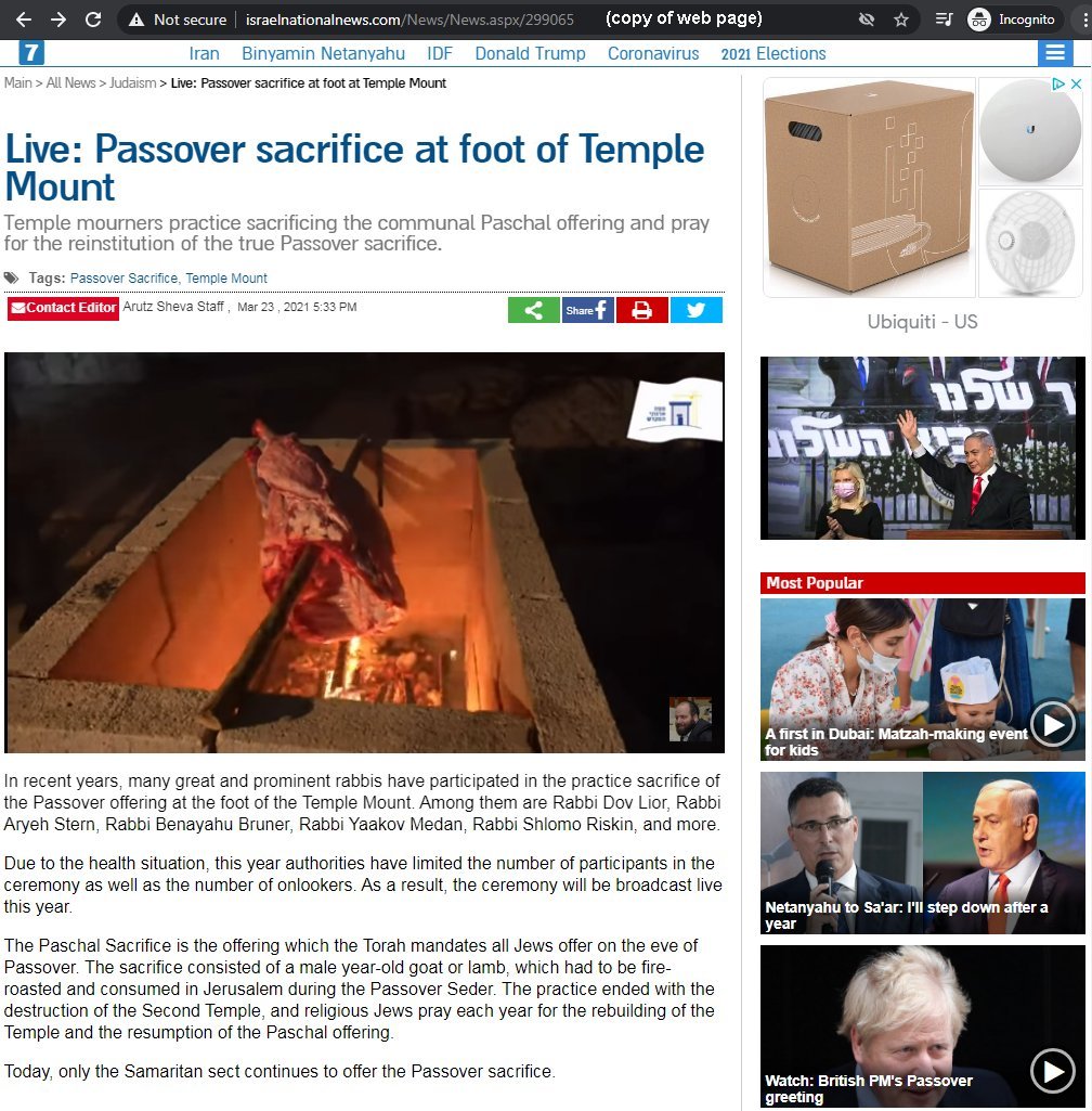 Passover Sacrifice at foot of Temple Mount