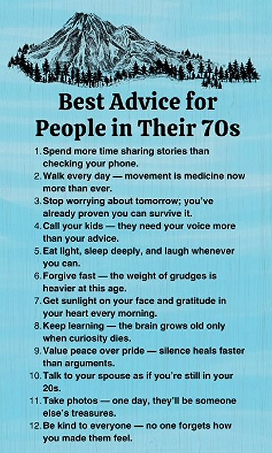 Advice for people in their 70s
