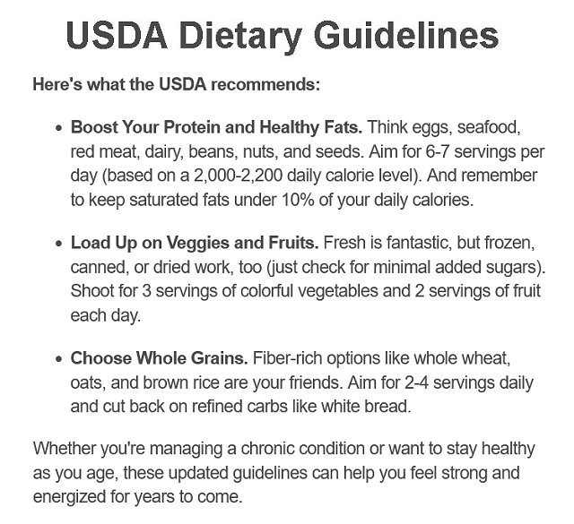 USDA dietary guidelines