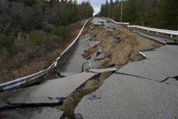 Japan road damaged by major 7.6 earthquake