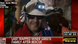 Luis Urzua, last of the trapped Chilean miners, is brought to safety