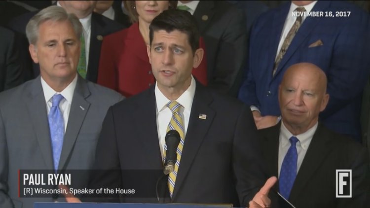 Paul Ryan reacts to the House passing the GOP's tax bill. He said he is 'so proud.'