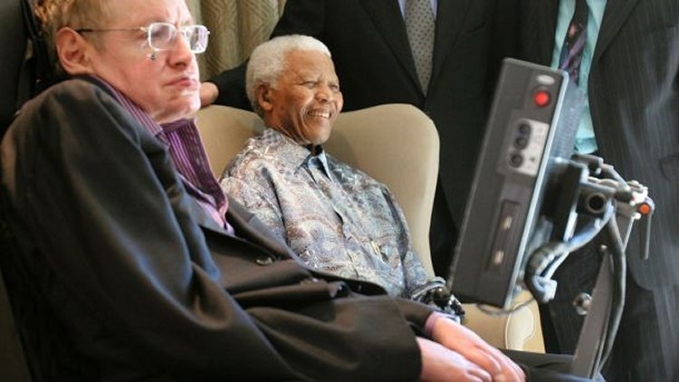 Stephen Hawking with Nelson Mandela in an undated photo.