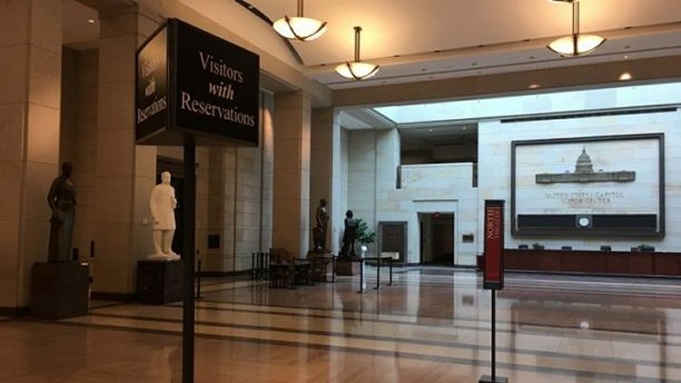 The Capitol Visitor Center is empty, as the government shutdown entered its third day.