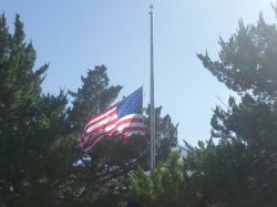 American flag at half mast on 9/11/19