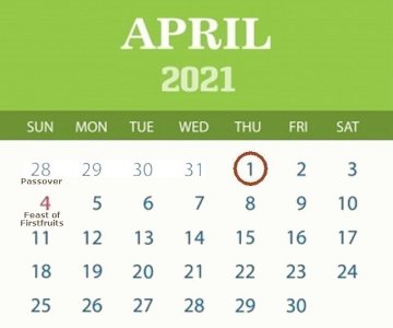 April 2021 calendar