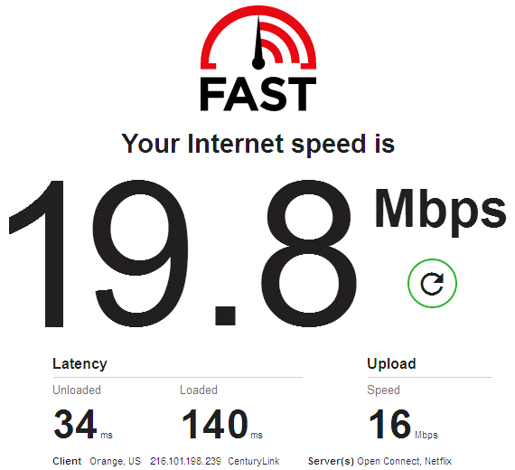 Fast internet speed
