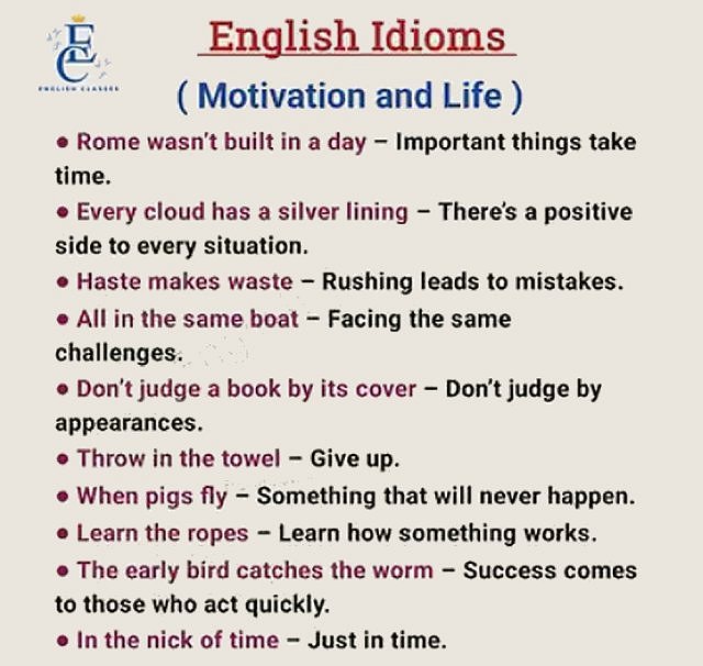 English idioms motivation and life